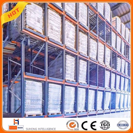 重力スライドとボックスプッシュバック付きの収納棚